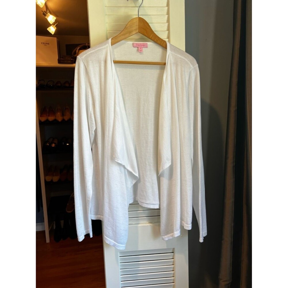 Lilly Pulitzer White Open-Front Draped Cardigan - Picture 1 of 5